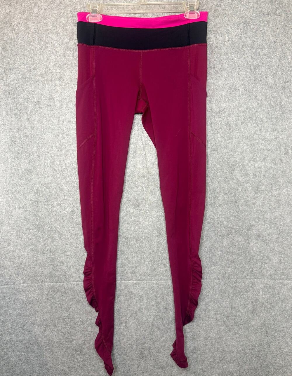 Lululemon Speed Tight Womens 6 Burgundy Pink Black Ruched Ankle Running Leggings